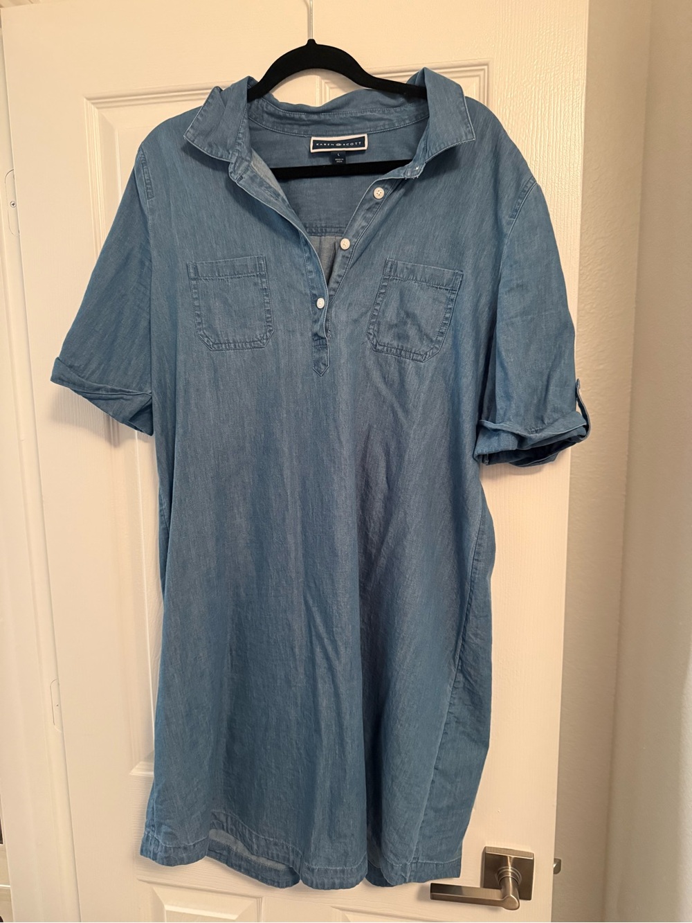 Karen Scott Casual Light Blue Denim Dress